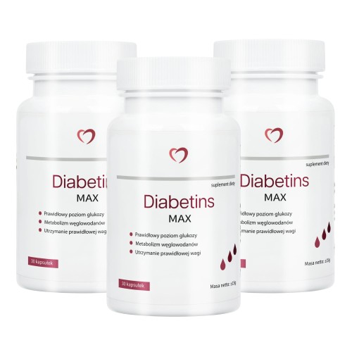 3x DIABETINS MAX - Kapsułki wspierające prawidłowy poziom cukru i metabolizm